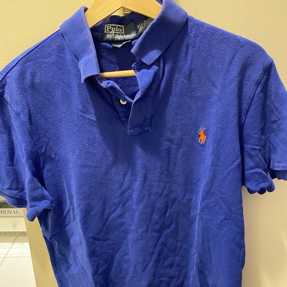 Blue Ralph Lauren Polo with Orange logo - L - Picture 1 of 6
